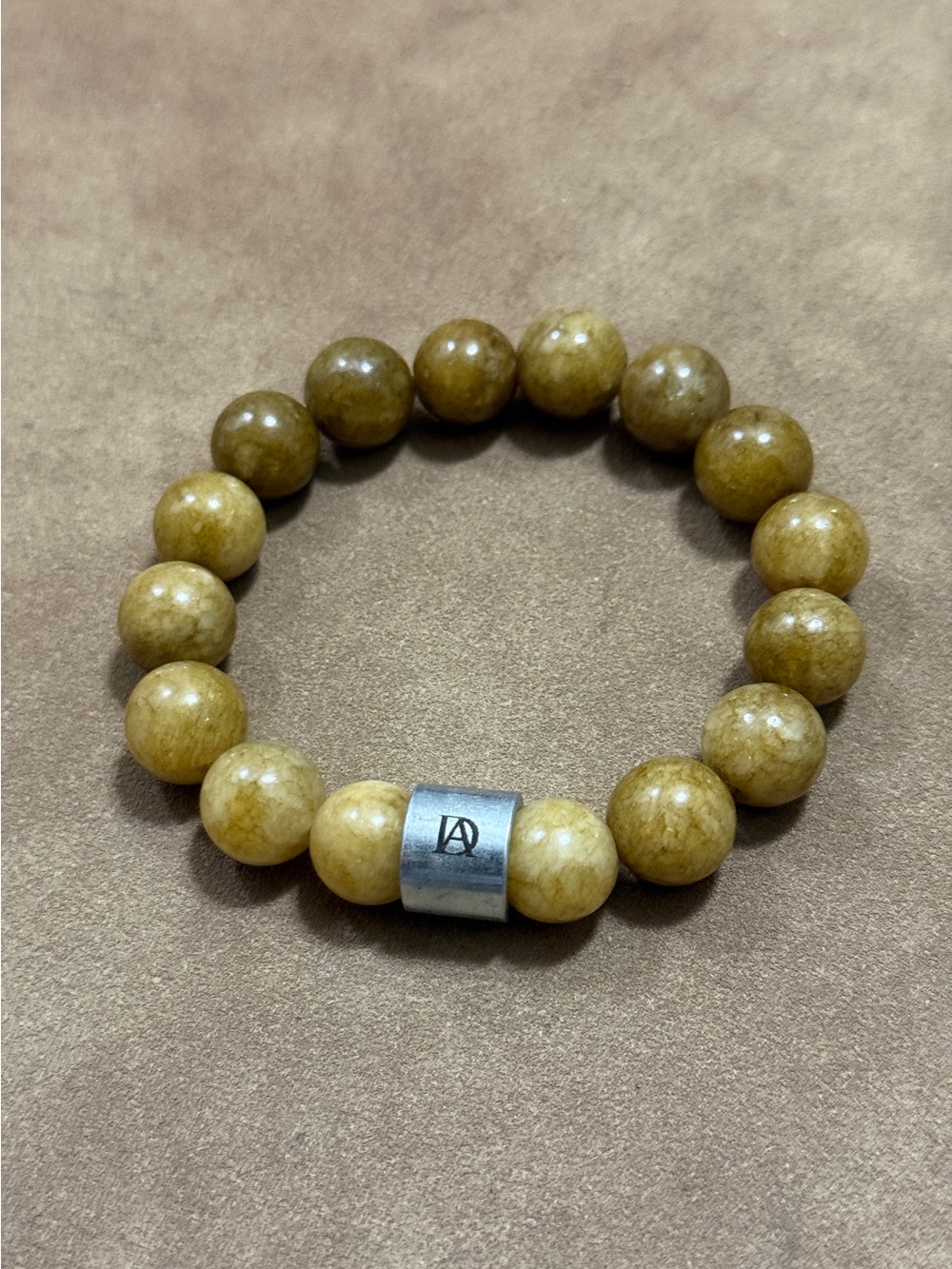 14mm Beaded Stretch Bracelet with Silver Logo Accent
